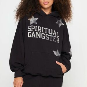 Spiritual Gangster Black Nova Easy Hoodie with Gray Stars